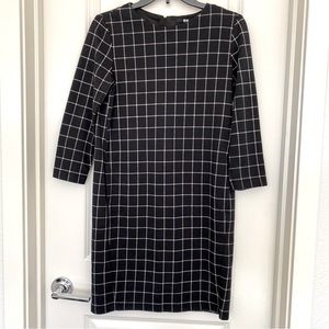 2/$15 MixMatch UNIQLO plaid dress 3/4 sleeve black white